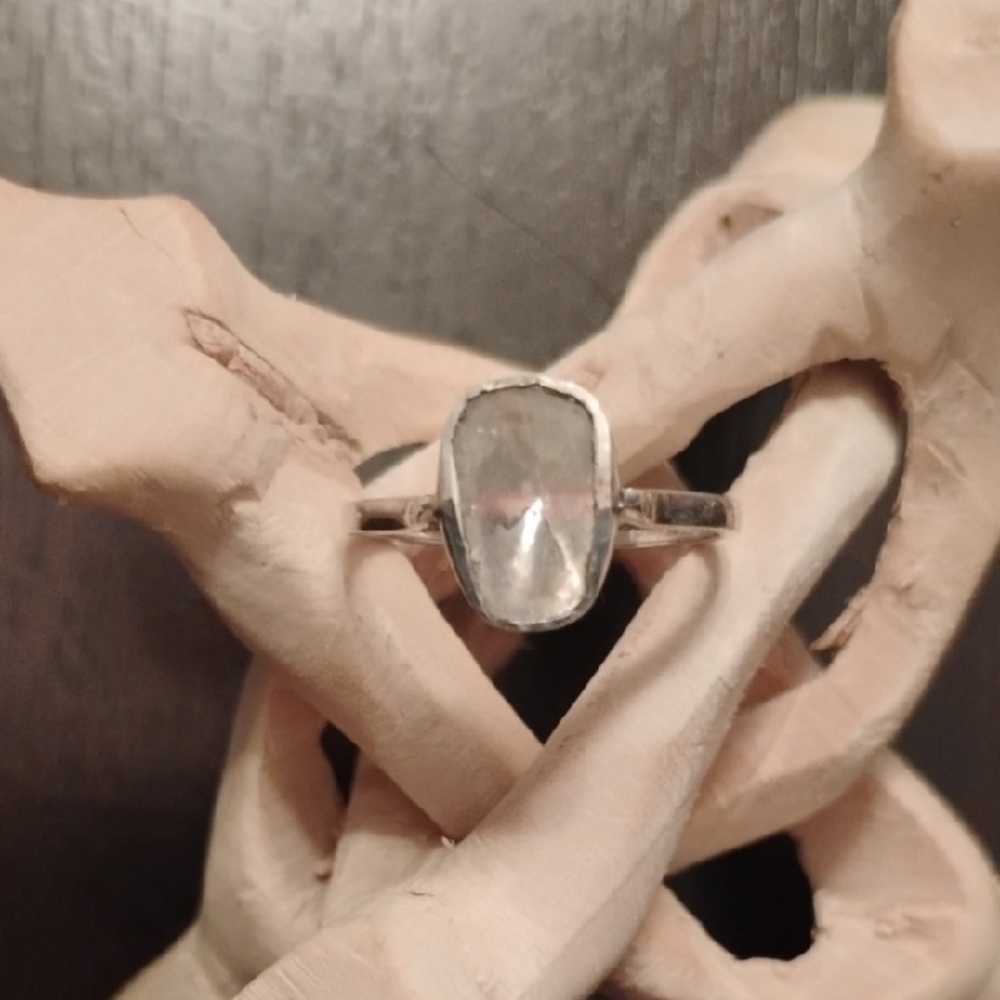 Natural Polki Diamond Solitaire Ring In 925 Sterling Silver